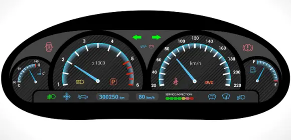 Les Voyants D'affichage Du Tableau De Bord Du Compteur De Vitesse Numérique  De La Voiture S'allument Et Montrent Tous Les Signes Pendant La  Vérification Du Système Au Démarrage Du Moteur Banque D'Images